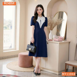 Đầm thiết kế BEMINE cổ tròn bèo cách điệu MT11044