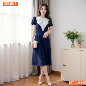 Đầm thiết kế BEMINE cổ tròn bèo cách điệu MT11044