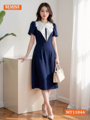 Đầm thiết kế BEMINE cổ tròn bèo cách điệu MT11044