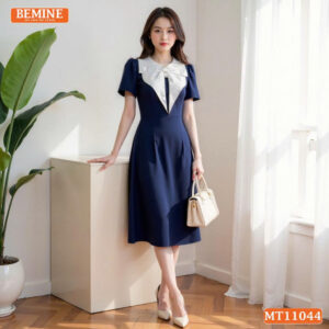 Đầm thiết kế BEMINE cổ tròn bèo cách điệu MT11044