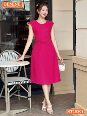 Đầm thiết kế BEMINE cổ tròn eo chéo MT10501