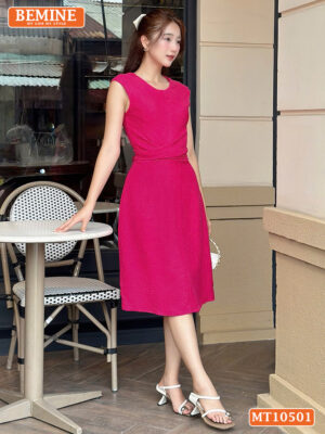 Đầm thiết kế BEMINE cổ tròn eo chéo MT10501