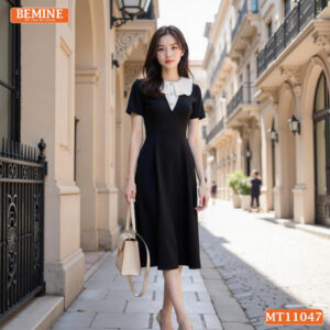 Đầm thiết kế BEMINE cổ tròn phối cách điệu MT11047