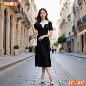 Đầm thiết kế BEMINE cổ tròn phối cách điệu MT11047