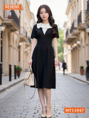 Đầm thiết kế BEMINE cổ tròn phối cách điệu MT11047