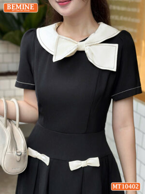 Đầm thiết kế BEMINE cổ tròn phối nơ MT10402