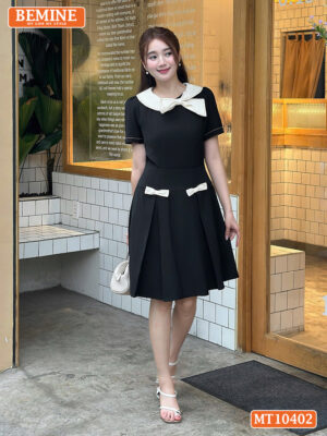 Đầm thiết kế BEMINE cổ tròn phối nơ MT10402