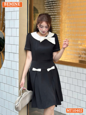 Đầm thiết kế BEMINE cổ tròn phối nơ MT10402