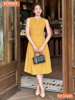 Đầm thiết kế BEMINE cổ tròn sát nách MT10400