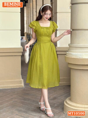 Đầm thiết kế BEMINE cổ vuông nhún ngực MT10506