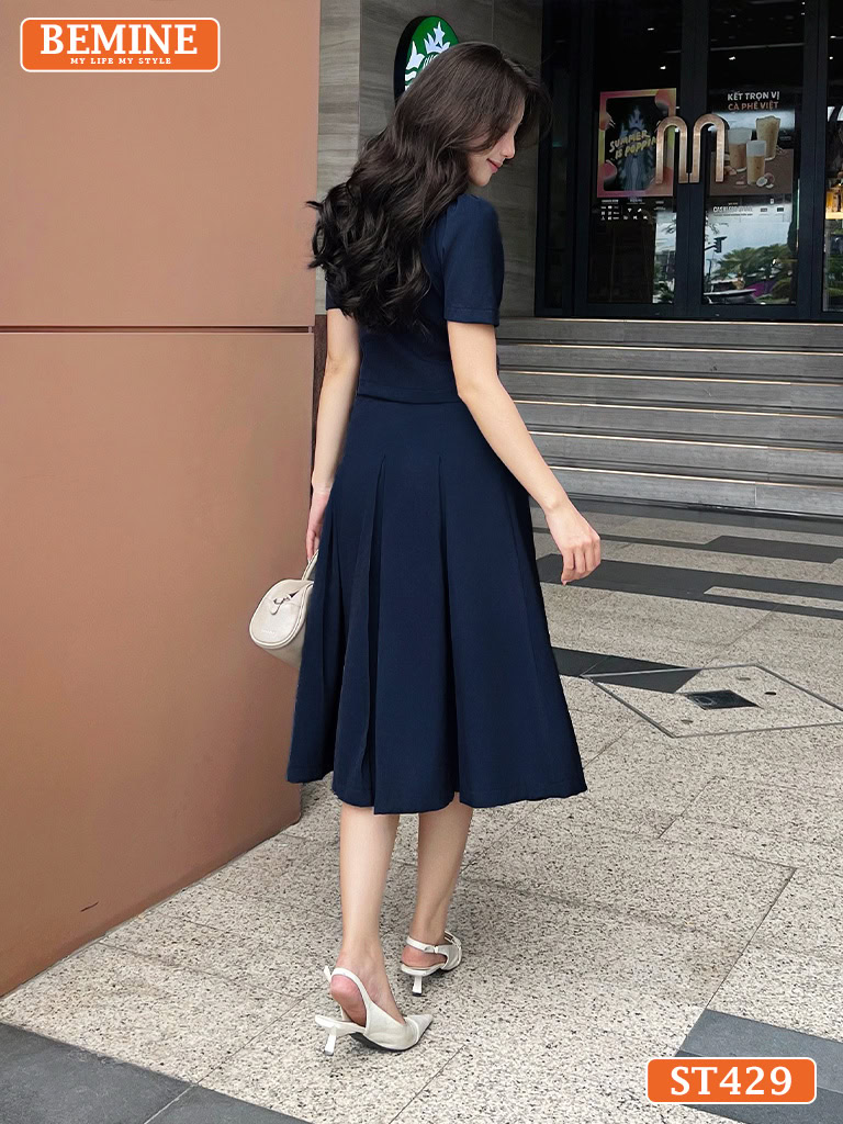 Set thiết kế BEMINE cổ đức chân váy xếp ly ST429