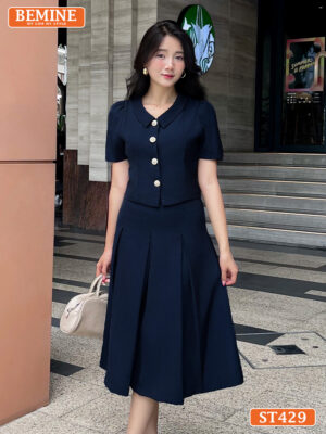 Set thiết kế BEMINE cổ đức chân váy xếp ly ST429