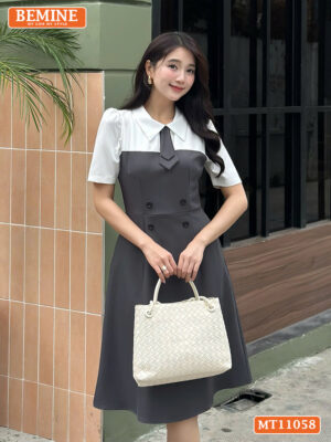Đầm thiết kế BEMINE cổ đức cavat giả MT11058