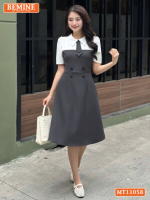 Đầm thiết kế BEMINE cổ đức cavat giả MT11058