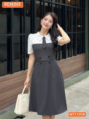 Đầm thiết kế BEMINE cổ đức cavat giả MT11058