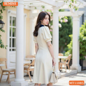 Đầm thiết kế BEMINE cổ đức dây kéo trước MT11085