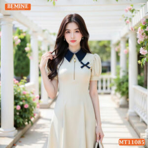 Đầm thiết kế BEMINE cổ đức dây kéo trước MT11085