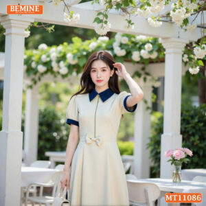 Đầm thiết kế BEMINE cổ đức dây kéo trước MT11086