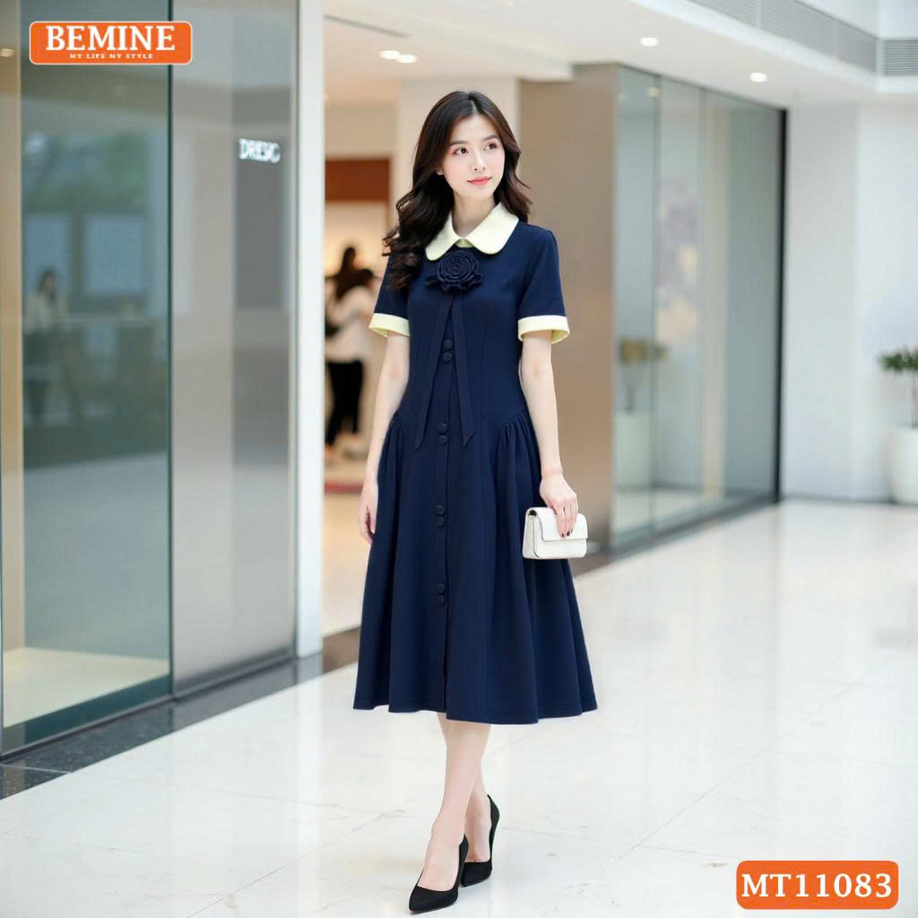 Đầm thiết kế BEMINE cổ sen đính hoa MT11083