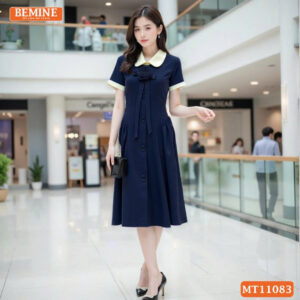 Đầm thiết kế BEMINE cổ sen đính hoa MT11083