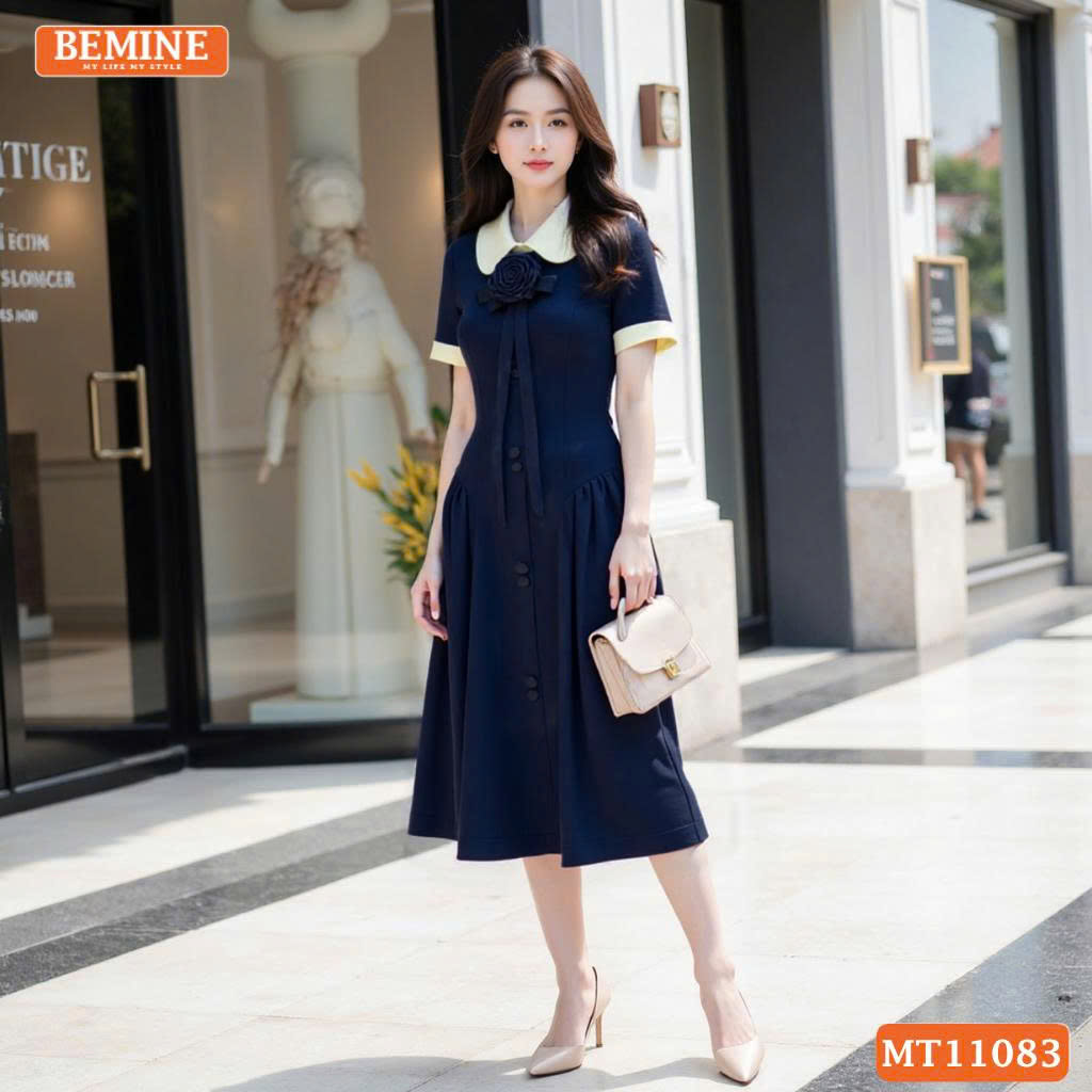 Đầm thiết kế BEMINE cổ sen đính hoa MT11083