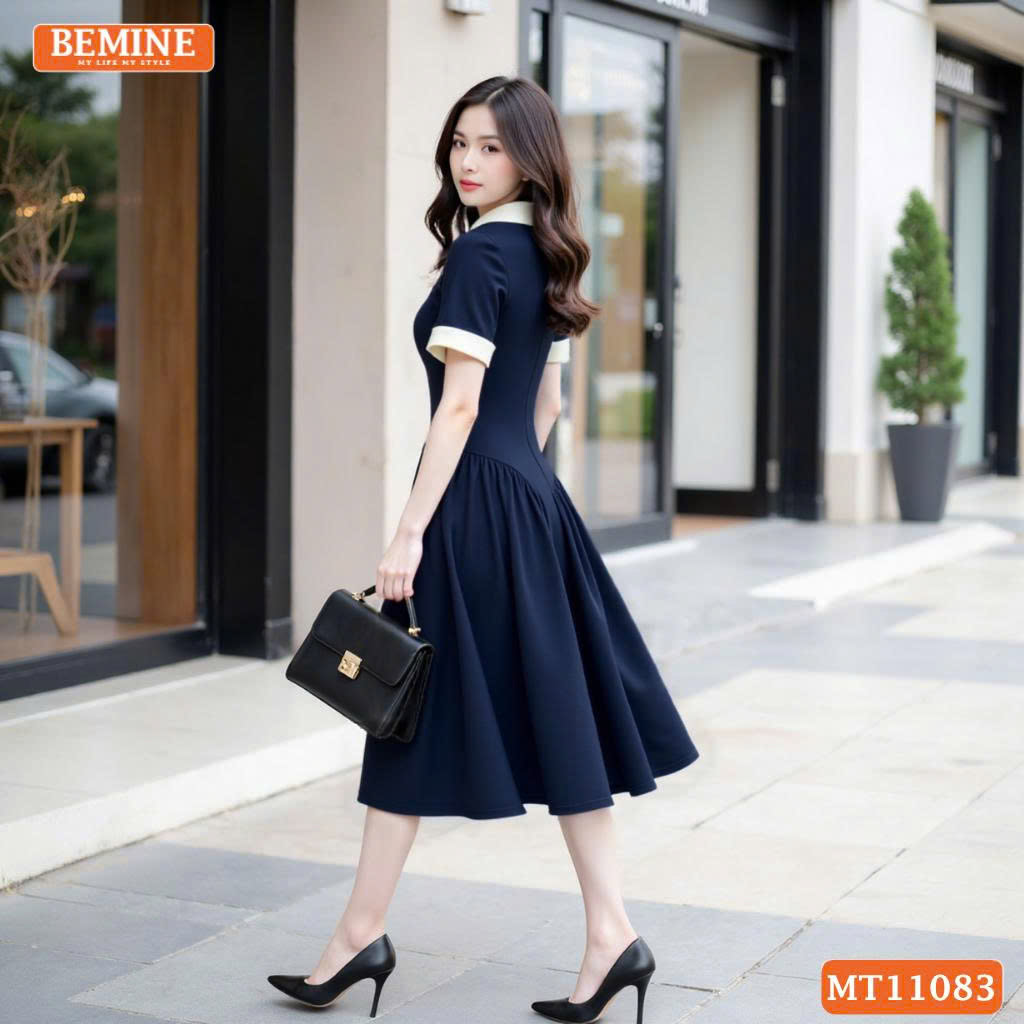 Đầm thiết kế BEMINE cổ sen đính hoa MT11083