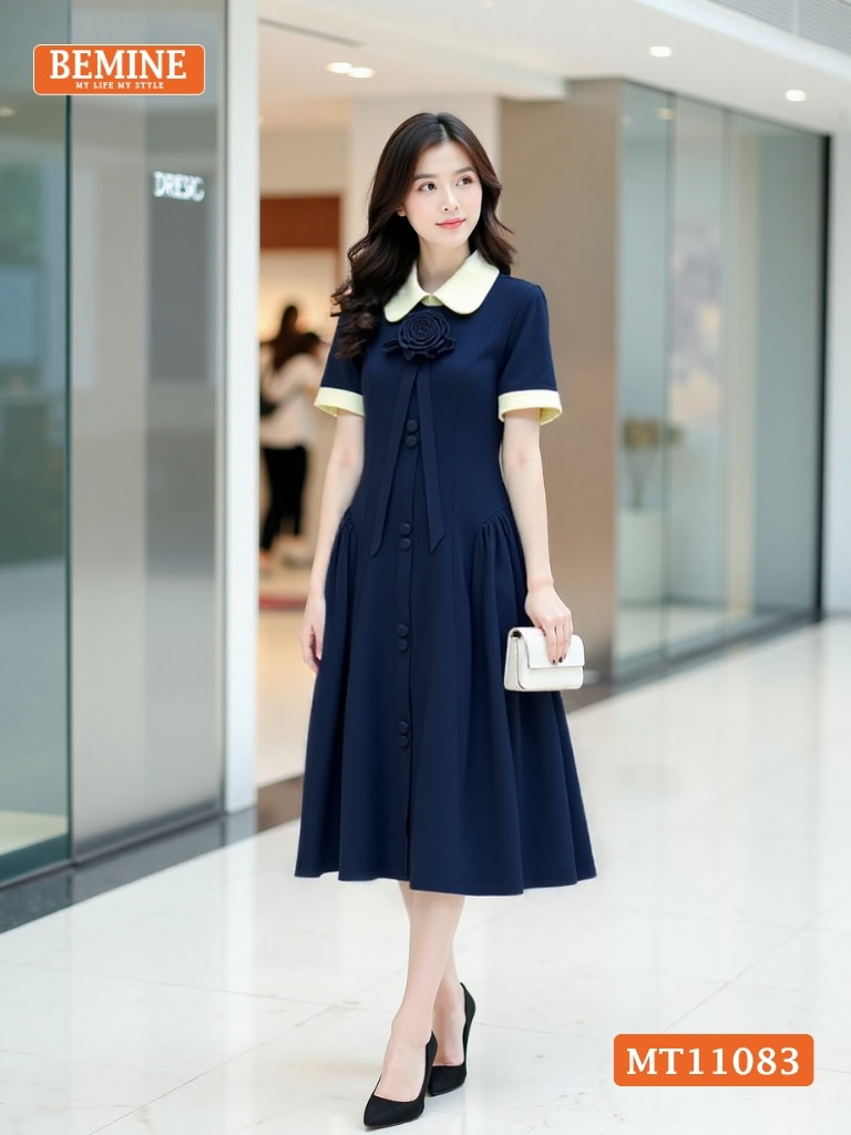 Đầm thiết kế BEMINE cổ sen đính hoa MT11083