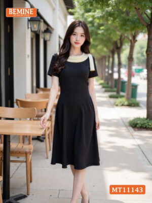 Đầm thiết kế BEMINE cổ tròn nơ vai MT11143