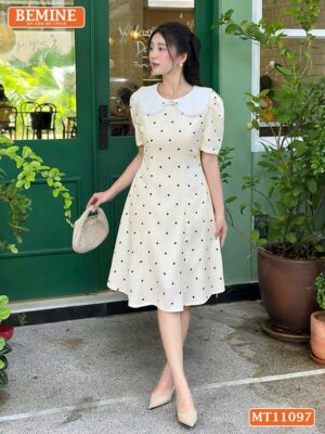 Đầm thiết kế BEMINE cổ sen kiểu chấm bi MT11097 hình ảnh