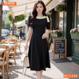 Đầm thiết kế BEMINE cổ tròn nơ vai MT11143