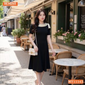 Đầm thiết kế BEMINE cổ tròn nơ vai MT11143