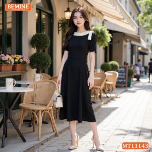 Đầm thiết kế BEMINE cổ tròn nơ vai MT11143