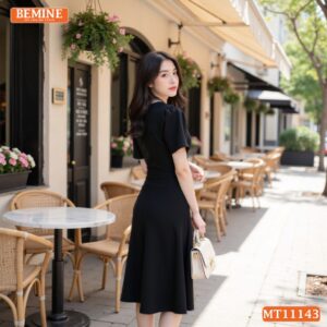 Đầm thiết kế BEMINE cổ tròn nơ vai MT11143