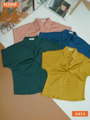 Áo BEMINE cổ sơ mi xoắn ngực A454