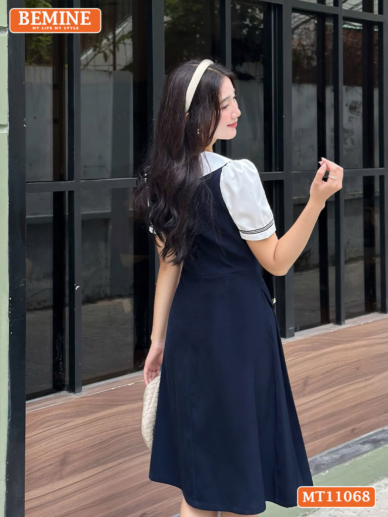 Đầm thiết kế BEMINE cổ thủy thủ đính nơ MT11068