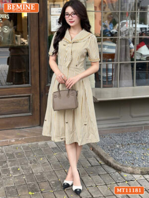 Đầm thiết kế BEMINE cổ thủy thủ có cavat MT11181 hình ảnh