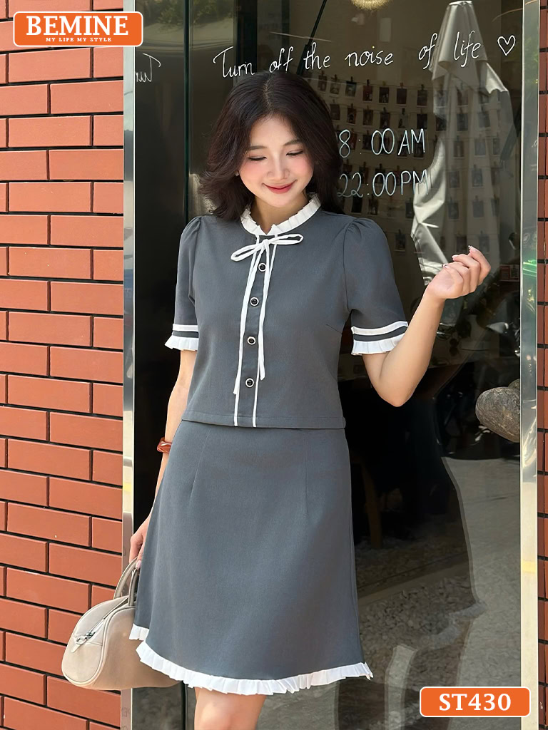 Set thiết kế BEMINE áo kết cúc chân váy ngắn ST430