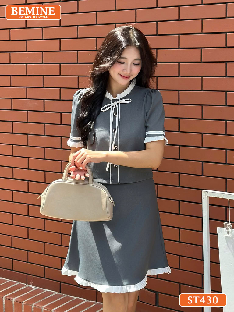 Top 5 Cách Phối Đồ Với Chân Váy Dài Đẹp, Sang Trọng 2025 Set thiết kế BEMINE áo kết cúc chân váy ngắn ST430