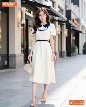 Đầm thiết kế BEMINE cổ sen có viền eo MT11122 hình ảnh