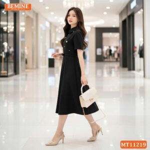 Đầm thiết kế BEMINE cổ sen đính đá MT11219