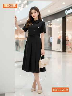 Đầm thiết kế BEMINE cổ sen đính đá MT11219