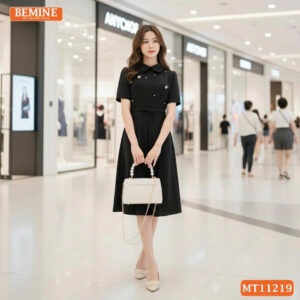 Đầm thiết kế BEMINE cổ sen đính đá MT11219