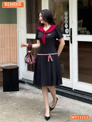 Đầm thiết kế BEMINE cổ phối cavat MT11212 hình ảnh