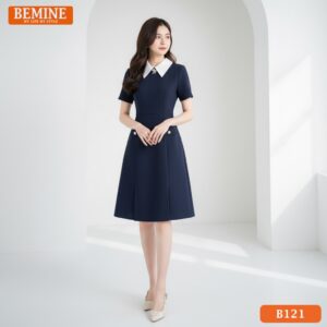 Đầm thiết kế BEMINE cổ đức có nắp túi B121