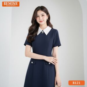 Đầm thiết kế BEMINE cổ đức có nắp túi B121