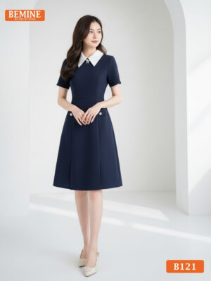 Đầm thiết kế BEMINE cổ đức có nắp túi B121
