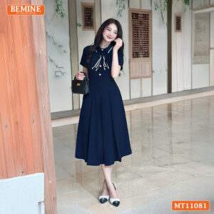 Đầm thiết kế BEMINE cổ đức đính nơ phối MT11081