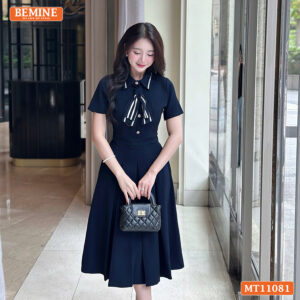 Đầm thiết kế BEMINE cổ đức đính nơ phối MT11081