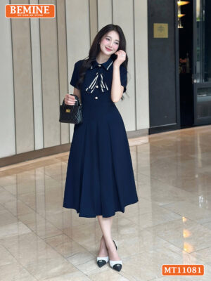 Đầm thiết kế BEMINE cổ đức đính nơ phối MT11081