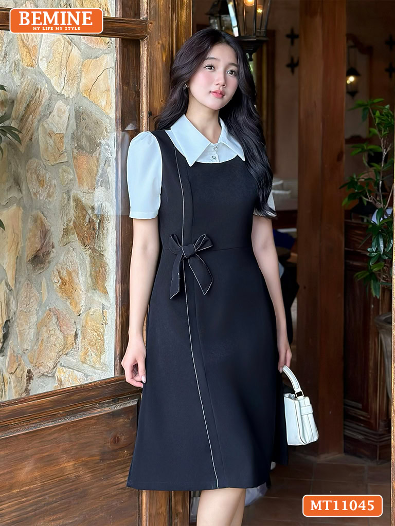 Đầm thiết kế BEMINE cổ đức eo đính nơ MT11045